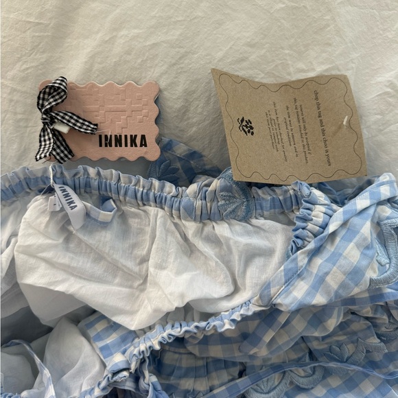 Innika Choo Iva Biig dress scallop frill dress in dusk gingham sz 1 - Picture 16 of 16